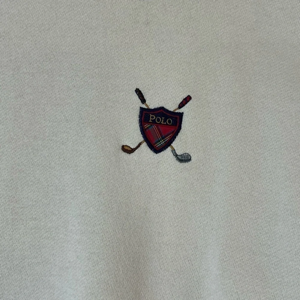 Polo Ralph Lauren Cream Turtleneck Cotton Sweater PRL Golf Logo Country Club
